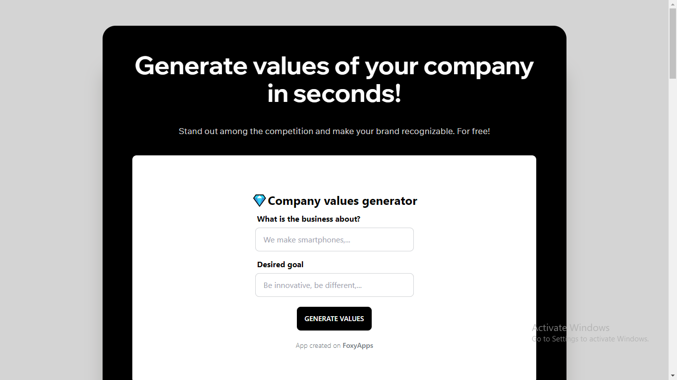 Company Values Generator